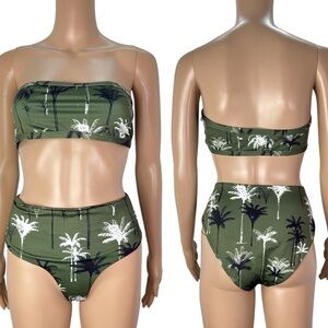 Beverly Beach Tropical Bandeau Top & Full Coverage Bottom Bikini Set